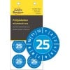 Packungsabbildung mit Prüfplakette: Avery Zweckform Prüfplaketten, Artikel:  6946-2025, Format: ⌀ 30 mm, Inhalt: 80 Prüfplaketten / 10 Bögen, 8 Prüfplaketten/Bogen
