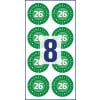 Abbildung Einzelbogen, Artikel: 6946-2026, Prüfplaketten, Format: ⌀ 30 mm, 8 Prüfplaketten/Bogen