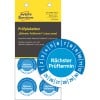 Packungsabbildung mit Prüfplakette: Avery Zweckform Prüfplaketten, Artikel:  6990-2025, Format: ⌀ 30 mm, Inhalt: 80 Prüfplaketten / 10 Bögen, 8 Prüfplaketten/Bogen