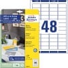 Packungsabbildung mit Etikettenbogen: Avery Zweckform Adress-Etiketten, Home Office, Kleinpackung, Artikel:  7636-10, Format: 45,7 x 21,2 mm, Druckereignung: Inkjet,Laser s/w,Farblaser, Inhalt: 480 Etiketten / 10 Bögen, 48 Etiketten/Bogen