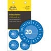 Packungsabbildung mit Etikettenbogen: Avery Zweckform Prüfplaketten, Artikel:  7903, Format: ⌀ 30 mm, Inhalt: 80 Prüfplaketten / 10 Bögen, 8 Prüfplaketten/Bogen
