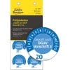 Packungsabbildung mit Etikettenbogen: Avery Zweckform Prüfplaketten, Artikel:  7909, Format: ⌀ 30 mm, Inhalt: 80 Prüfplaketten / 10 Bögen, 8 Prüfplaketten/Bogen