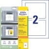 Packungsabbildung mit Etikettenbogen: Avery Zweckform Träger-Etiketten, Artikel:  8002-5, Format: 160 x 120 mm, Druckereignung: Vorgedruckt, Inhalt: 10 Etiketten / 5 Bögen, 2 Etiketten/Bogen