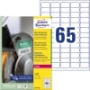 Packungsabbildung mit Etikettenbogen: Avery Zweckform Ultra-Resistente Folien-Etiketten, Artikel:  B7651-50, Format: 38 x 21 mm, Druckereignung: Laser s/w,Farblaser, Inhalt: 3.250 Etiketten / 50 Bögen, 65 Etiketten/Bogen