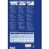 Das Bild zeigt eine Anleitung zum Drucken von mikroperforierten Visitenkarten. Es enthält Informationen in mehreren Sprachen über Kartenspezifikationen, Merkmale und Druckoptionen.