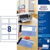 Packungsabbildung mit Kartenbogen: Avery Zweckform Premium Visitenkarten, Artikel:  C32015-10, Format: 85 x 54 mm, Druckereignung: Inkjet, Inhalt: 80 Karten / 10 Bögen, 8 Karten/Bogen