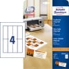 Packungsabbildung mit Kartenbogen: Avery Zweckform Tischkarten, Artikel:  C32253-25, Format: 110 x 40 mm, Druckereignung: Inkjet,Farblaser,Laser s/w,Kopierer, Inhalt: 100 Karten / 25 Bögen, 4 Karten/Bogen