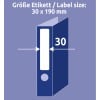 Größenvergleich mit Hand, Artikel: C32266-25, ein Bogen Ordner-Einsteckschilder, Format: 30 x 190 mm, Farbe: Weiß