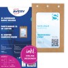 Packungsabbildung mit Kartenbogen: Avery Zweckform Namensschilder-Taschen groß, Artikel:  4839XL, Format: 105 x 148 mm, Druckereignung: Laser s/w,Farblaser,Inkjet,Laser, Inhalt: 50 Namensschilder / 52 Einsteckschilder / 13 Bögen,  /Bogen