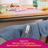 Das Bild zeigt einen Jeansjackenkragen mit einem Etikett, auf dem 'Maël Henri' steht, sowie einen Text auf Deutsch, der seine Eignung für Schulen, Kindergärten, Sportvereine und Freizeitaktivitäten angibt.