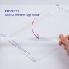 Das Bild zeigt eine Hand, die ein transparentes Plastikblatt über einer bedruckten Karte hält. Der Text besagt, dass es reißfest ist und mehrere Tage halten kann.