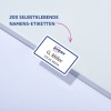 The image features a label showing 'G. Miller' and 'SOCIAL MEDIA', along with the text '200 SELBSTKLEBENDE NAMENS-ETIKETTEN' and the Avery logo.
