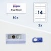 Avery-Namensschild mit „Paul Meyer“, Etikettenblatt-Diagramm, Kunststoff-Namensschildhalter und Magnetverschluss?
