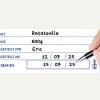 Ein Etikett für Ratatouille mit Angaben zu Gewicht, Name des Herstellers sowie Datumshinweisen, einschließlich "zubereitet am" und "mindestens haltbar bis" Daten.