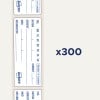Das Bild zeigt ein Etikettenblatt von Avery mit Abschnitten für Datum, Mitarbeiter und andere Details, das für Verfolgungszwecke entworfen wurde und 300 Etiketten enthält.