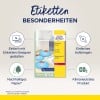Das Bild zeigt CD-Etiketten von Avery Zweckform mit Schwerpunkten auf einfacher Gestaltung, Anwendung, nachhaltigem Papier und Klimaneutralität.