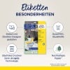 Ein Bild, das Avery-Etikettenverpackungen mit Merkmalen wie einfachem Design, QuickPEEL-Unterstützung und nachhaltigem Papier zeigt. Das Produkt wird für den Einsatz im Büro und zu Hause mit Druckerkompatibilität vermarktet.
