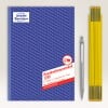 Das Bild zeigt einen blauen Ordner mit der Aufschrift 'Bauabnahmeprotokoll' neben einem silbernen Stift und gelben Trennblättern. Der Ordner ist ein Dokumentenhalter für Bauprotokolle.