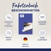 Das Bild zeigt ein Fahrtenbuch von Avery Zweckform, das durch seine Merkmale wie Steueranerkennung, integrierte Ausfüllhilfe, große ausfüllbare Felder sowie seine Herstellung in Deutschland hervorsticht.