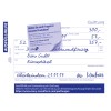 Das Bild zeigt einen Beleg mit verschiedenen Details, einschließlich Beträgen in EUR, Angaben zum Absender und Empfänger, Datum und einer Kundenservice-Notiz von Avery Zweckform GmbH.