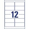 Stanzzeichnung Einzelbogen A4, Artikel: J4776-10, Wetterfeste Folien-Etiketten, Format: 99,1 x 42,3 mm, 12 Etiketten/Bogen