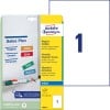 Packungsabbildung mit Etikettenbogen: Avery Zweckform Magnet-Schilder, Artikel:  J8867-5, Format: 210 x 297 mm, Druckereignung: Inkjet, Inhalt: 5 Etiketten / 5 Bögen, 1 Etiketten/Bogen