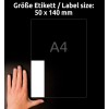 Größenvergleich mit Hand, Artikel: J8875-5, ein Bogen Magnet-Schilder, Format: 50 x 140 mm, Farbe: Weiß