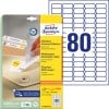 Packungsabbildung mit Etikettenbogen: Avery Zweckform Universal-Etiketten, ablösbar, Artikel:  L4732REV-25, Format: 35,6 x 16,9 mm, Druckereignung: Inkjet,Laser s/w,Farblaser, Inhalt: 2.400 Etiketten / 30 Bögen, 80 Etiketten/Bogen