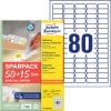 Packungsabbildung mit Etikettenbogen: Avery Zweckform Universal-Etiketten, Artikel:  L4732REV-65, Format: 35,6 x 16,9 mm, Druckereignung: Inkjet,Laser s/w,Farblaser, Inhalt: 5.200 Etiketten / 65 Bögen, 80 Etiketten/Bogen