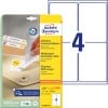 Packungsabbildung mit Etikettenbogen: Avery Zweckform Universal-Etiketten, ablösbar, Artikel:  L4733REV-25, Format: 99,1 x 139 mm, Druckereignung: Inkjet,Laser s/w,Farblaser, Inhalt: 120 Etiketten / 30 Bögen, 4 Etiketten/Bogen