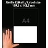 Größenvergleich mit Hand, Artikel: L4734REV-100, ein Bogen Universal-Etiketten, ablösbar, Format: 199,6 x 143,5 mm, Farbe: Weiß