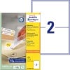 Packungsabbildung mit Etikettenbogen: Avery Zweckform Universal-Etiketten, ablösbar, Artikel:  L4734REV-100, Format: 199,6 x 143,5 mm, Druckereignung: Inkjet,Laser s/w,Farblaser, Inhalt: 200 Etiketten / 100 Bögen, 2 Etiketten/Bogen