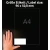 Größenvergleich mit Hand, Artikel: L4744REV-10, ein Bogen Etiketten, ablösbar, Home Office, Kleinpackung, Format: 96 x 50,8 mm, Farbe: Weiß