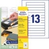 Packungsabbildung mit Etikettenbogen: Avery Zweckform Etiketten für VHS-Videokassetten, Artikel:  L4746REV-25, Format: 147,3 x 20 mm, Druckereignung: Inkjet,Laser s/w,Farblaser, Inhalt: 325 Etiketten / 25 Bögen, 13 Etiketten/Bogen