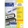 Packungsabbildung: Avery Zweckform Hängeordner-Etiketten, Artikel:  L4757-25, Format: 63 x 297 mm, Druckereignung: Inkjet,Laser s/w,Farblaser, Inhalt: 75 Etiketten / 25 Bögen, 3 Etiketten/Bogen