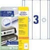 Packungsabbildung mit Etikettenbogen: Avery Zweckform Hängeordner-Etiketten, Artikel:  L4757-25, Format: 63 x 297 mm, Druckereignung: Inkjet,Laser s/w,Farblaser, Inhalt: 75 Etiketten / 25 Bögen, 3 Etiketten/Bogen