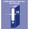 Größenvergleich mit Hand, Artikel: L4760REV-20, ein Bogen Ordner-Etiketten, ablösbar, Format: 38 x 192 mm, Farbe: Weiß