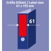 Größenvergleich mit Hand, Artikel: L4766-20, ein Bogen Ordner-Etiketten, Format: 61 x 192 mm, Farbe: Rot