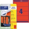 Packungsabbildung mit Etikettenbogen: Avery Zweckform Ordner-Etiketten, Artikel:  L4766-20, Format: 61 x 192 mm, Druckereignung: Inkjet,Laser s/w,Farblaser, Inhalt: 80 Etiketten / 20 Bögen, 4 Etiketten/Bogen