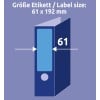 Größenvergleich mit Hand, Artikel: L4767-100, ein Bogen Ordner-Etiketten, Format: 61 x 192 mm, Farbe: Blau