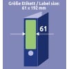 Größenvergleich mit Hand, Artikel: L4768-100, ein Bogen Ordner-Etiketten, Format: 61 x 192 mm, Farbe: Grün