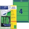 Packungsabbildung mit Etikettenbogen: Avery Zweckform Ordner-Etiketten, Artikel:  L4768-100, Format: 61 x 192 mm, Druckereignung: Inkjet,Laser s/w,Farblaser, Inhalt: 400 Etiketten / 100 Bögen, 4 Etiketten/Bogen