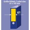 Größenvergleich mit Hand, Artikel: L4769-20, ein Bogen Ordner-Etiketten, Format: 61 x 192 mm, Farbe: Gelb