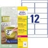 Packungsabbildung mit Etikettenbogen: Avery Zweckform Wetterfeste Etiketten, ablösbar, Artikel:  L4776REV-20, Format: 99,1 x 42,3 mm, Druckereignung: Laser s/w,Farblaser, Inhalt: 240 Etiketten / 20 Bögen, 12 Etiketten/Bogen