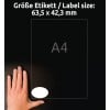 Größenvergleich mit Hand, Artikel: L6024REV-25, ein Bogen Ovale Etiketten, ablösbar, Format: 63,5 x 42,3 mm, Farbe: Weiß