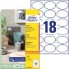 Packungsabbildung mit Etikettenbogen: Avery Zweckform Ovale Etiketten, ablösbar, Artikel:  L6024REV-25, Format: 63,5 x 42,3 mm, Druckereignung: Inkjet,Laser s/w,Farblaser, Inhalt: 450 Etiketten / 25 Bögen, 18 Etiketten/Bogen