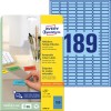 Packungsabbildung mit Etikettenbogen: Avery Zweckform Farbige Etiketten, ablösbar, Artikel:  L6048-20, Format: 25,4 x 10 mm, Druckereignung: Inkjet,Laser s/w,Farblaser, Inhalt: 3.780 Etiketten / 20 Bögen, 189 Etiketten/Bogen