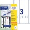 Packungsabbildung mit Etikettenbogen: Avery Zweckform Ordner-Etiketten, Artikel:  L6059-25, Format: 59 x 297 mm, Druckereignung: Inkjet,Laser s/w,Farblaser, Inhalt: 90 Etiketten / 30 Bögen, 3 Etiketten/Bogen