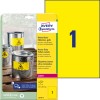 Packungsabbildung mit Etikettenbogen: Avery Zweckform Wetterfeste Folien-Etiketten, Artikel: L6111-20, Format: 210 x 297 mm, Druckereignung: Laser s/w, Inhalt: 20 Etiketten / 20 Bögen, 1 Etiketten/Bogen