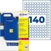 Avery Schwerlastetiketten-Packung mit blauem Kanisterbild und „140“-Etikettenraster?